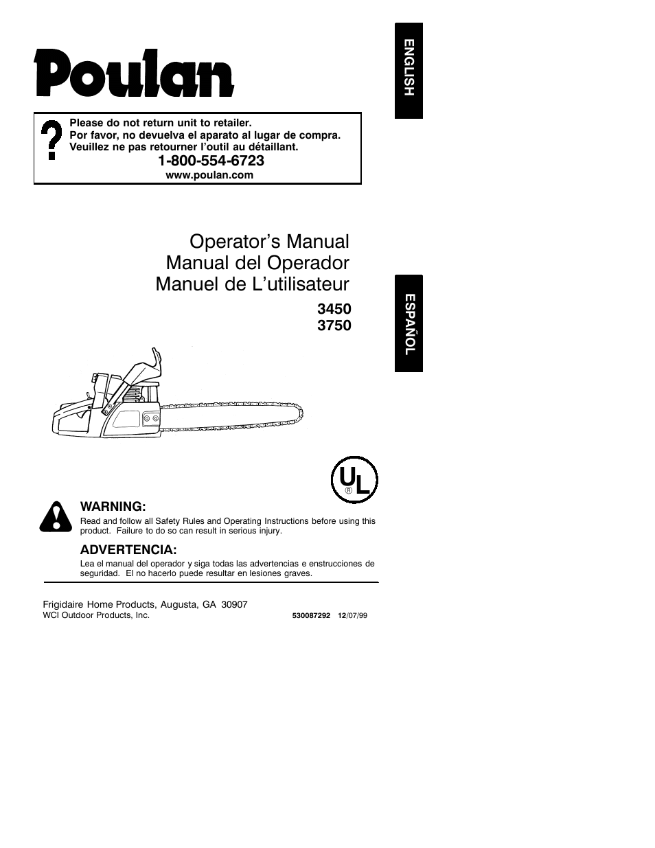 Poulan 3450 User Manual | 12 pages