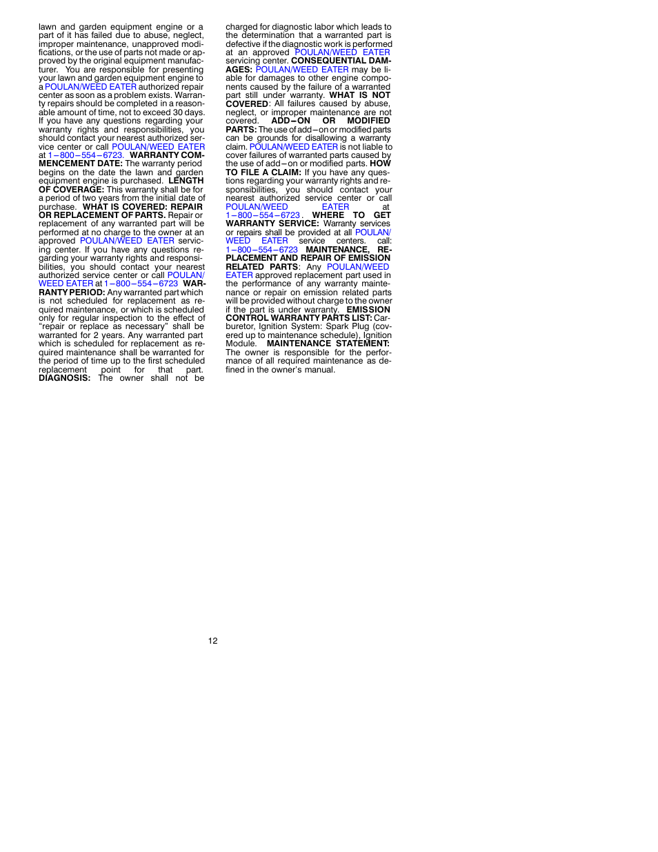 Poulan 3450 User Manual | Page 12 / 12
