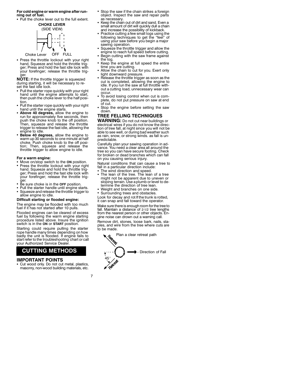 Cutting methods | Poulan 3450 User Manual | Page 7 / 12