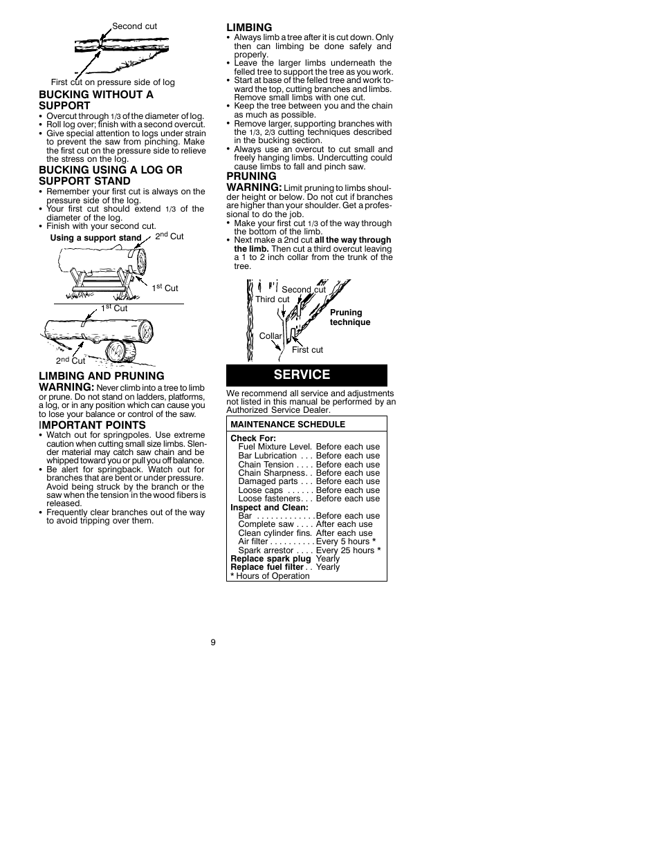 Service | Poulan 3450 User Manual | Page 9 / 12