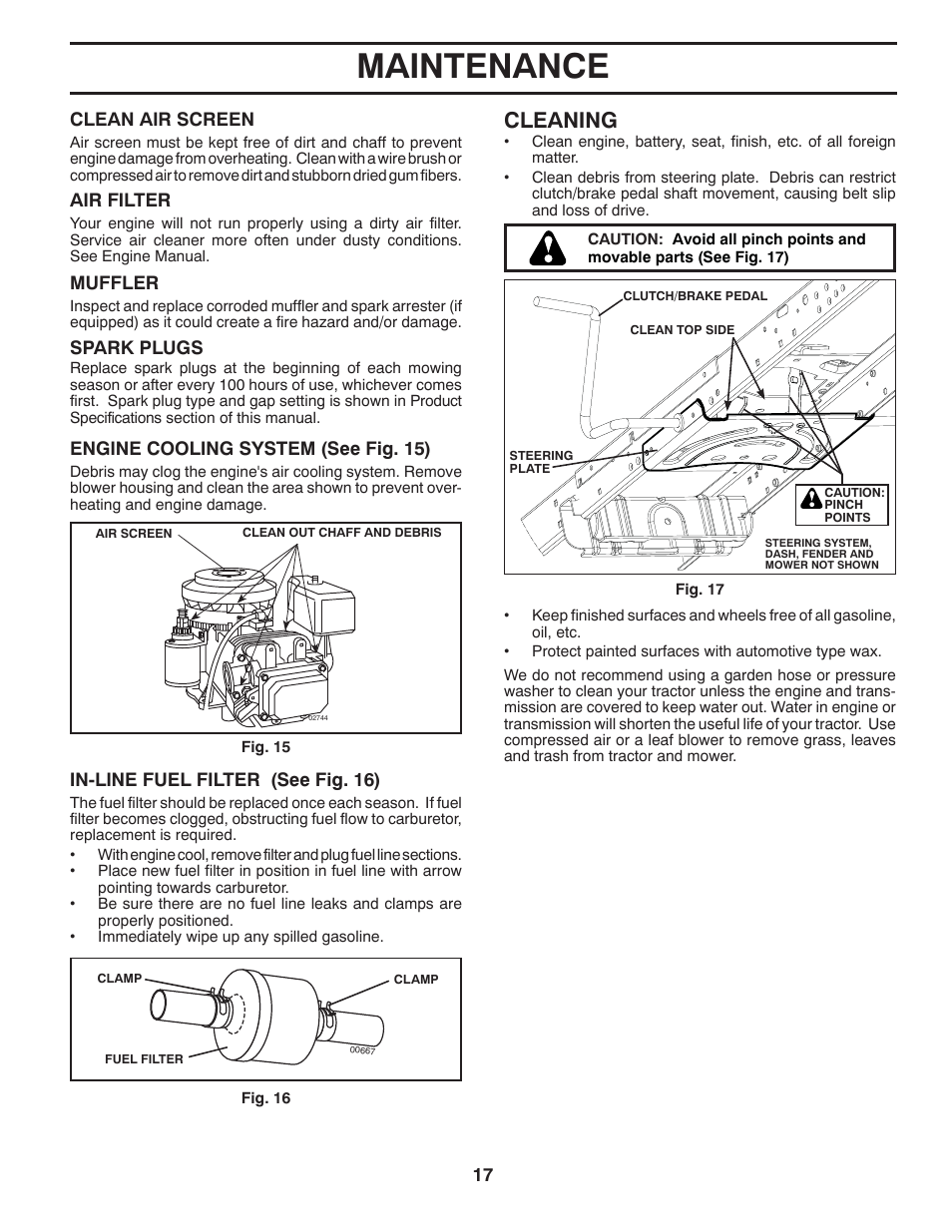 Maintenance, Cleaning | Poulan XT 96046002200 User Manual | Page 17 / 28