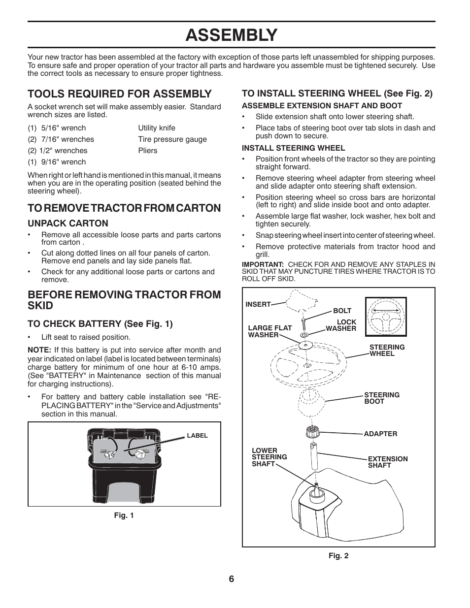 Assembly | Poulan XT 96046002200 User Manual | Page 6 / 28