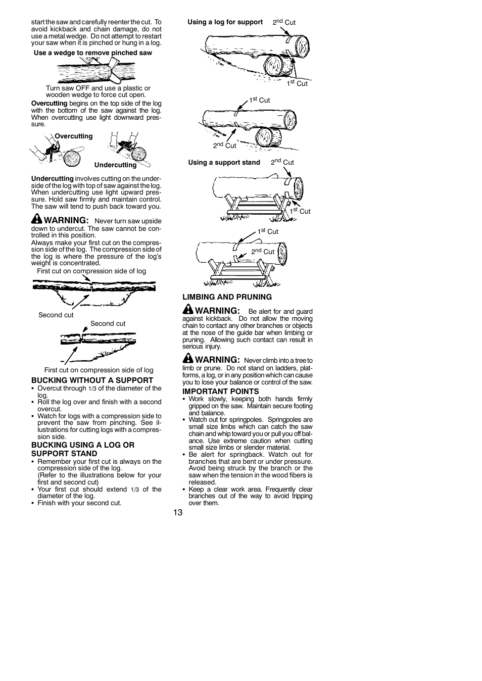 Warning | Poulan P4018AV User Manual | Page 13 / 21