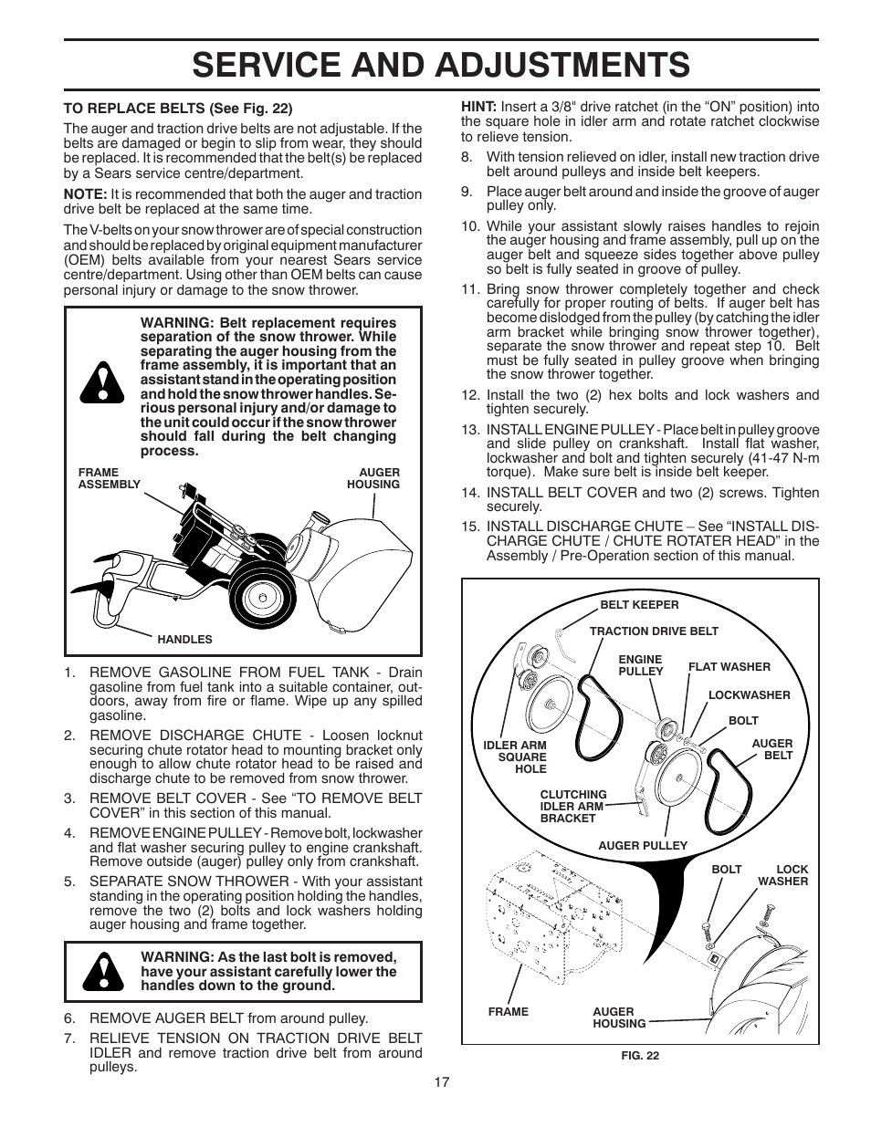 Service and adjustments | Poulan 415242 User Manual | Page 17 / 32