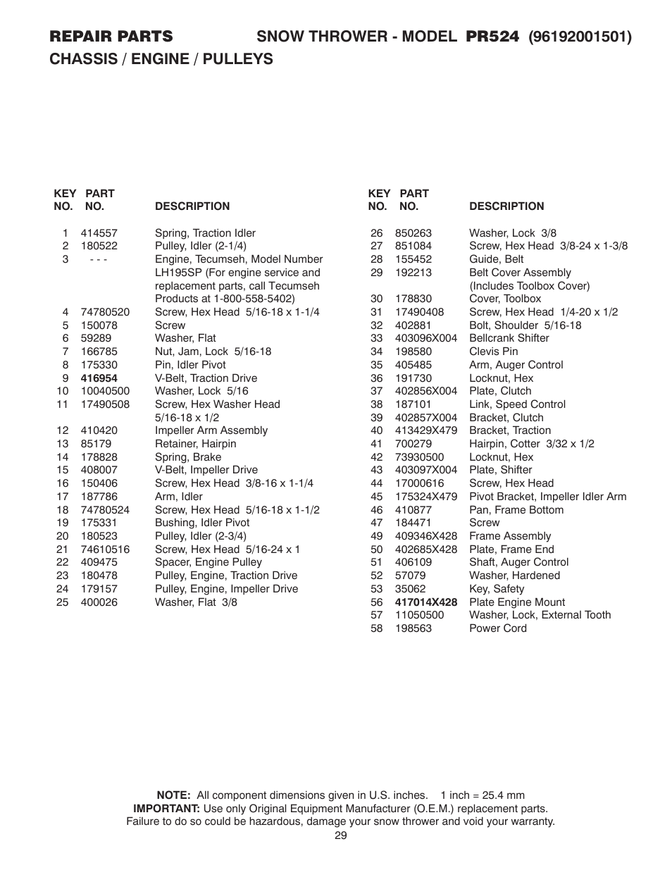 Poulan 415242 User Manual | Page 29 / 32