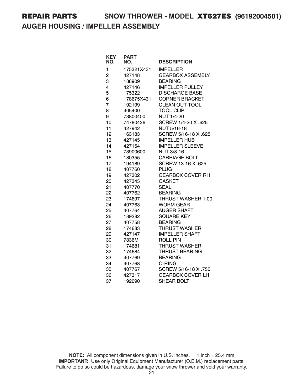 Poulan XT 96192004501 User Manual | Page 21 / 40