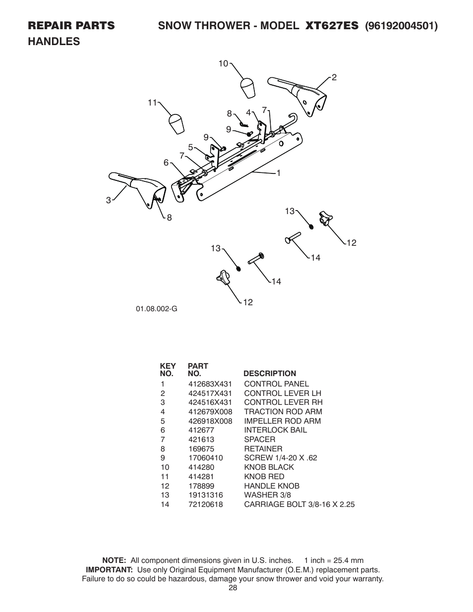 Poulan XT 96192004501 User Manual | Page 28 / 40