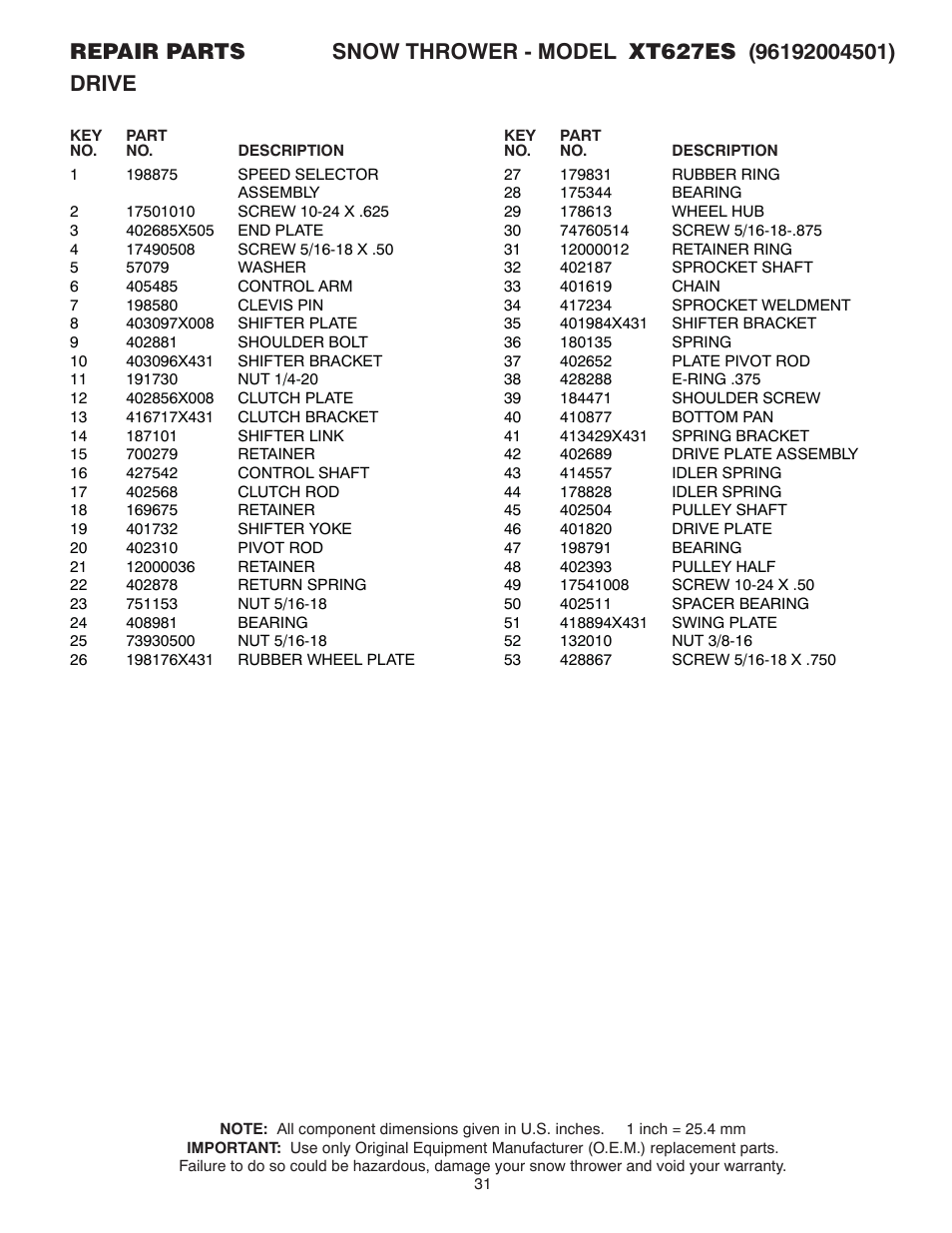 Poulan XT 96192004501 User Manual | Page 31 / 40