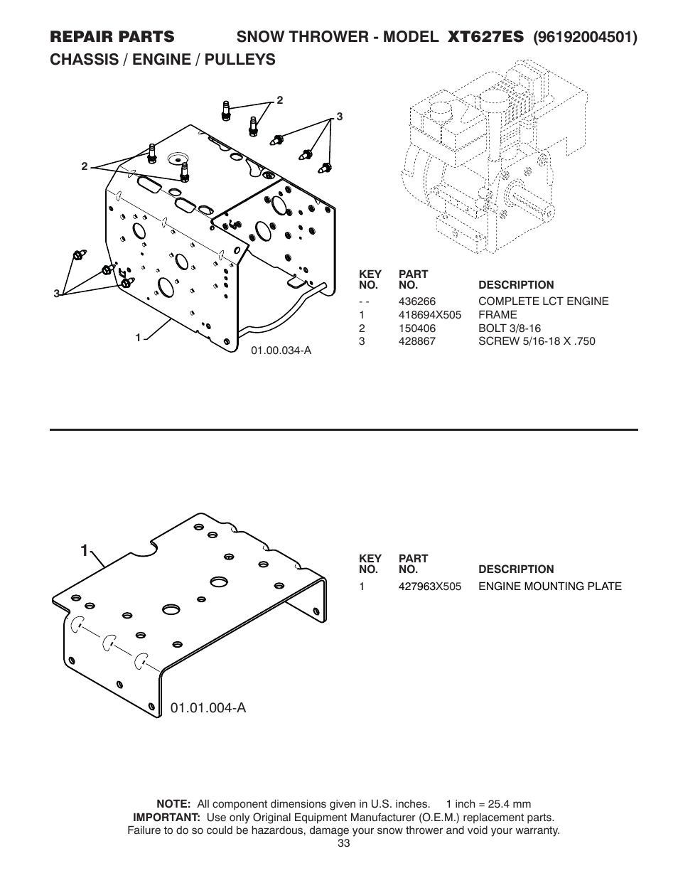 Chassis / engine / pulleys | Poulan XT 96192004501 User Manual | Page 33 / 40