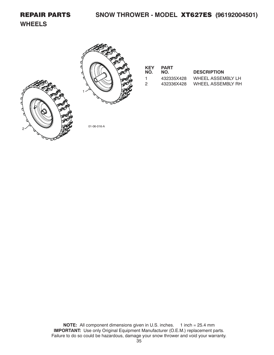 Wheels | Poulan XT 96192004501 User Manual | Page 35 / 40