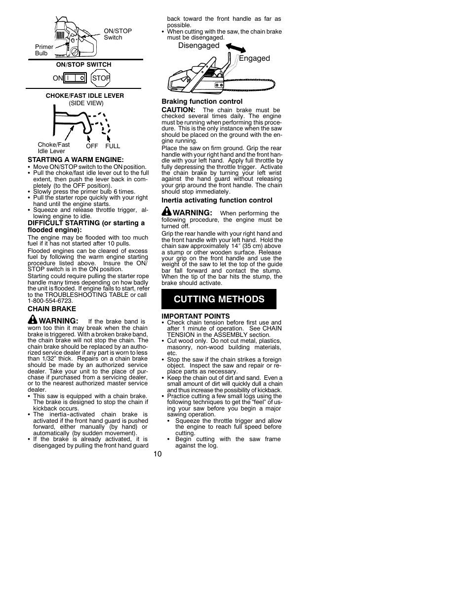 Cutting methods | Poulan 530086596 User Manual | Page 10 / 18