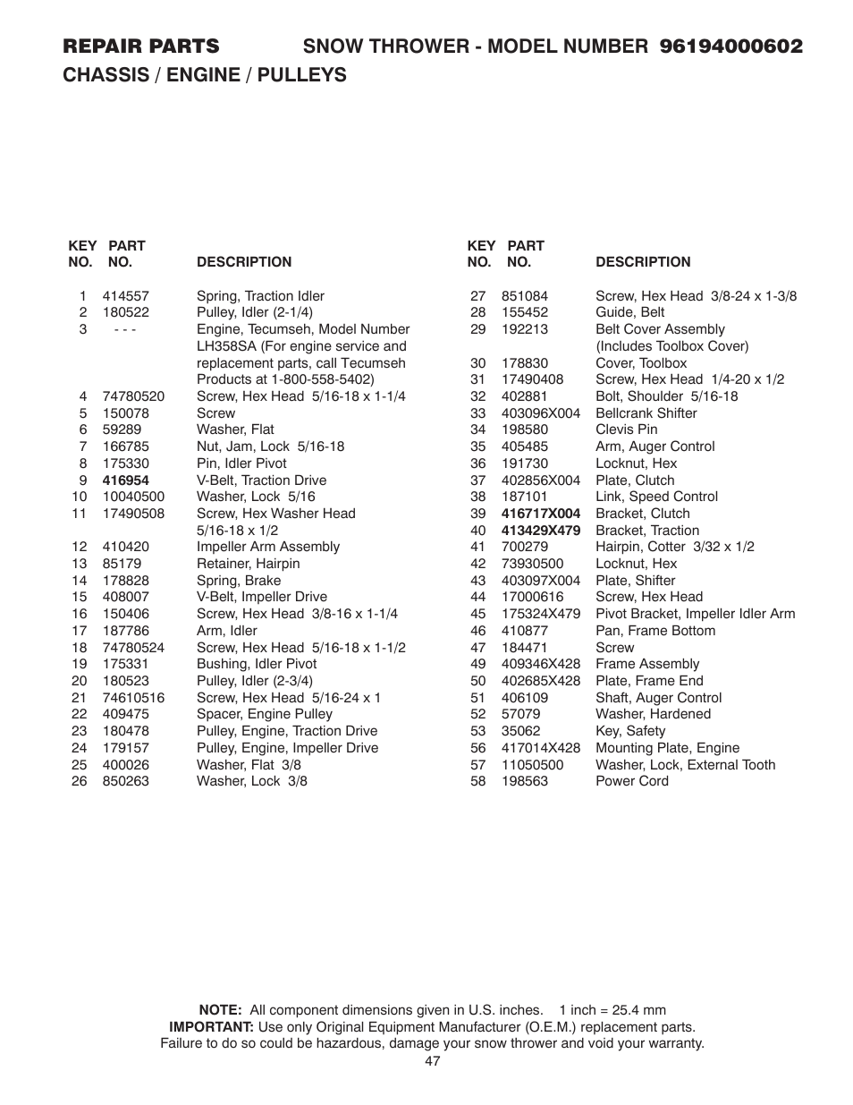 Poulan 96194000602 User Manual | Page 47 / 52