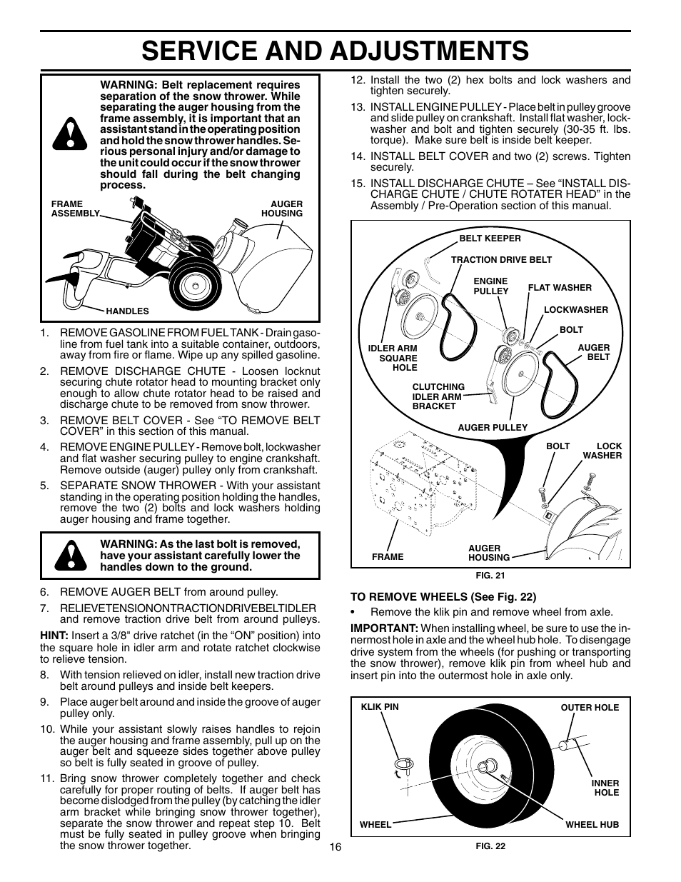 Service and adjustments | Poulan 199340 User Manual | Page 16 / 20