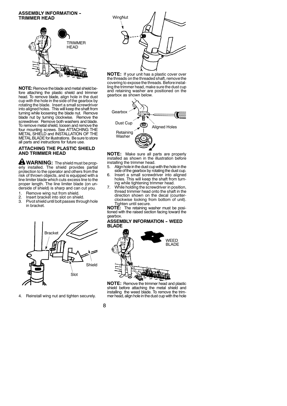 Warning | Poulan 952711951 User Manual | Page 8 / 22