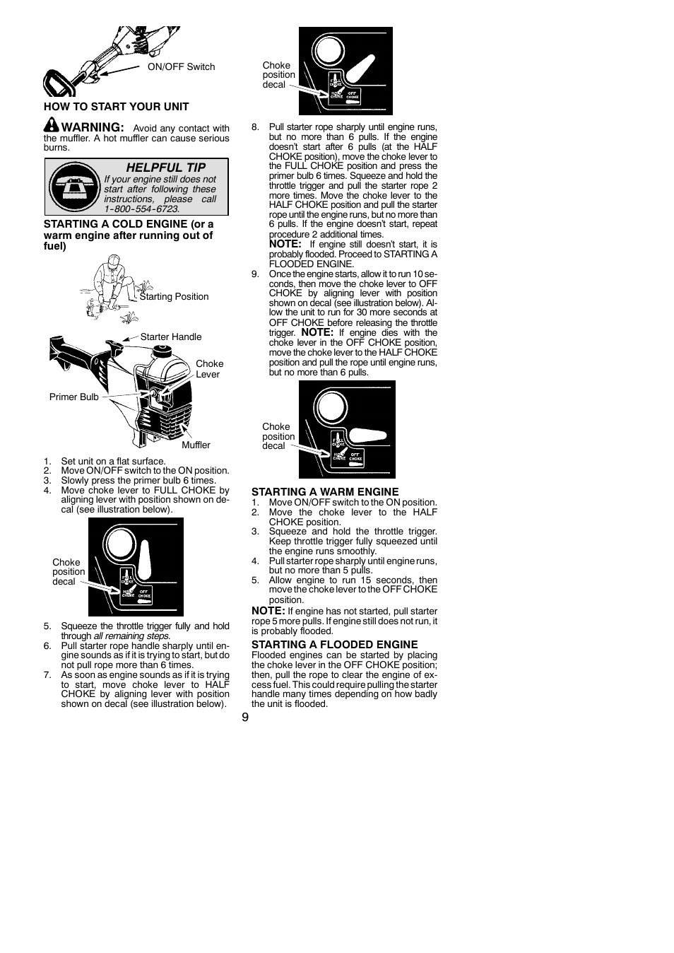 Warning, Helpful tip | Poulan PP036 User Manual | Page 9 / 16