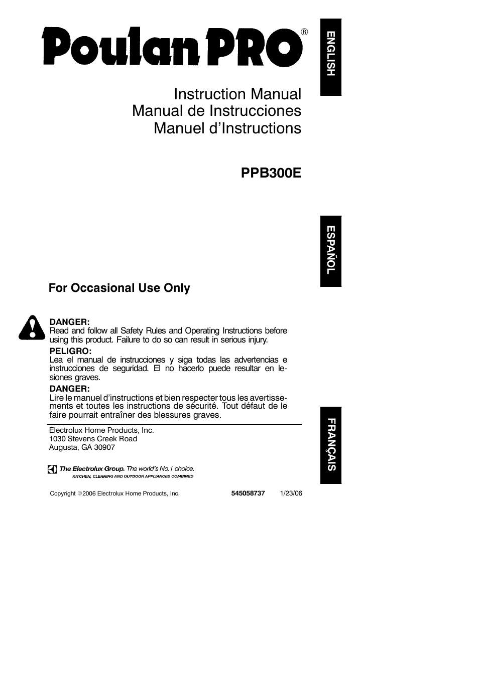 Poulan Pro PPB300E User Manual | 19 pages