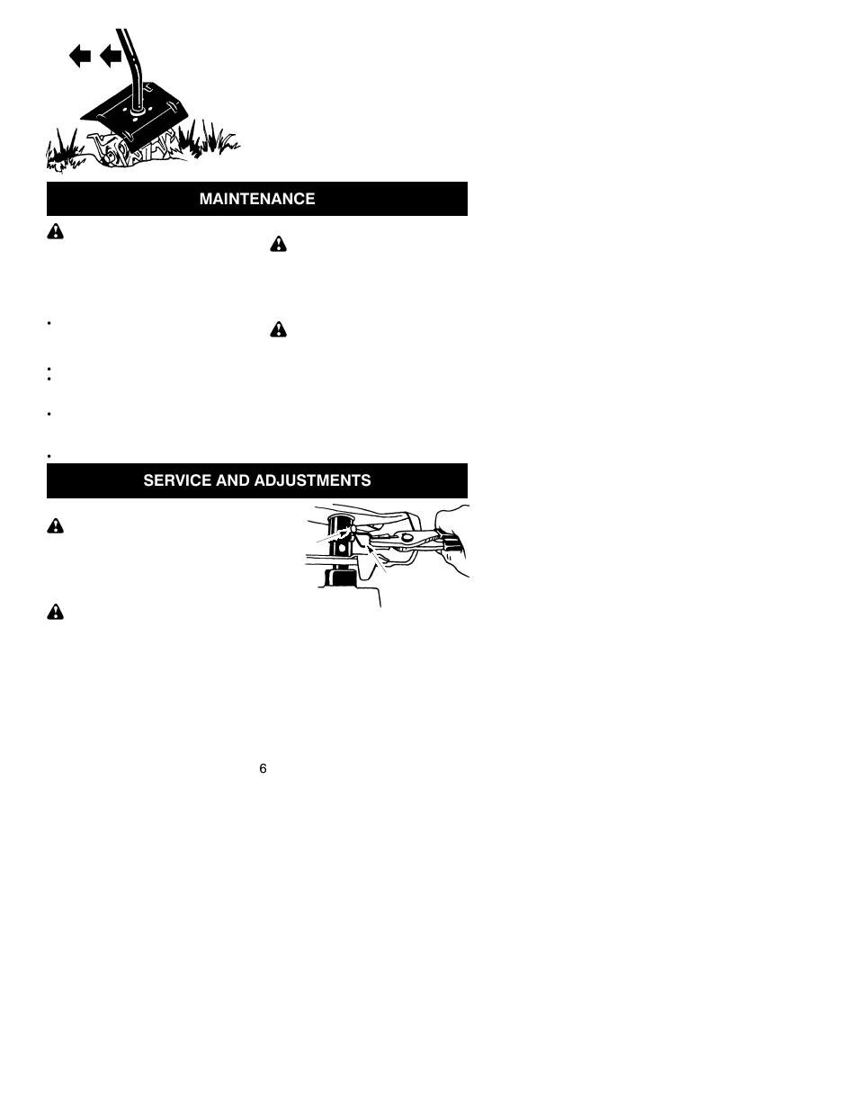 Maintenance, Service and adjustments | Poulan 530164258 User Manual | Page 6 / 7