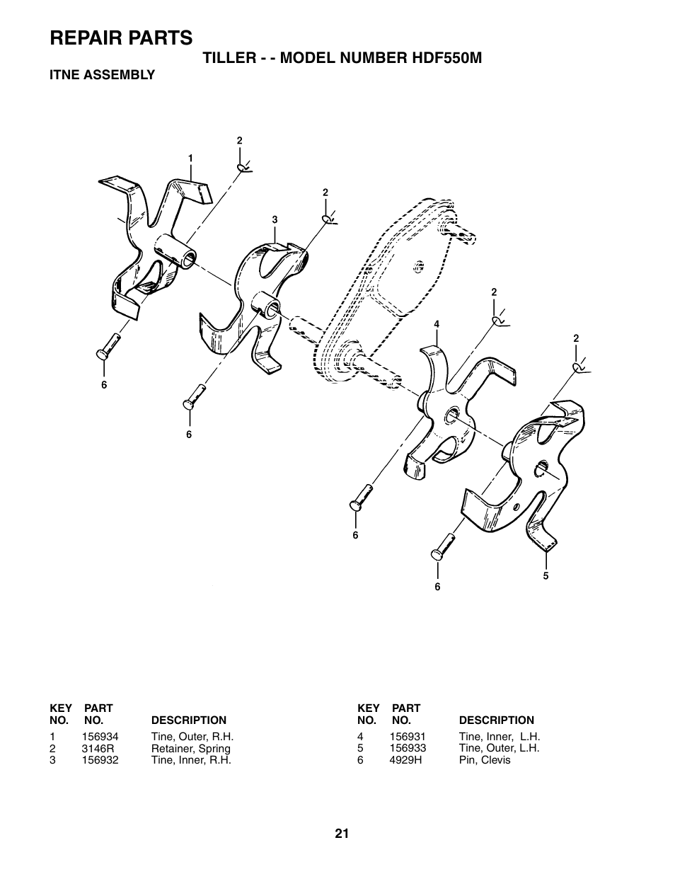 Repair parts | Poulan 184860 User Manual | Page 21 / 24