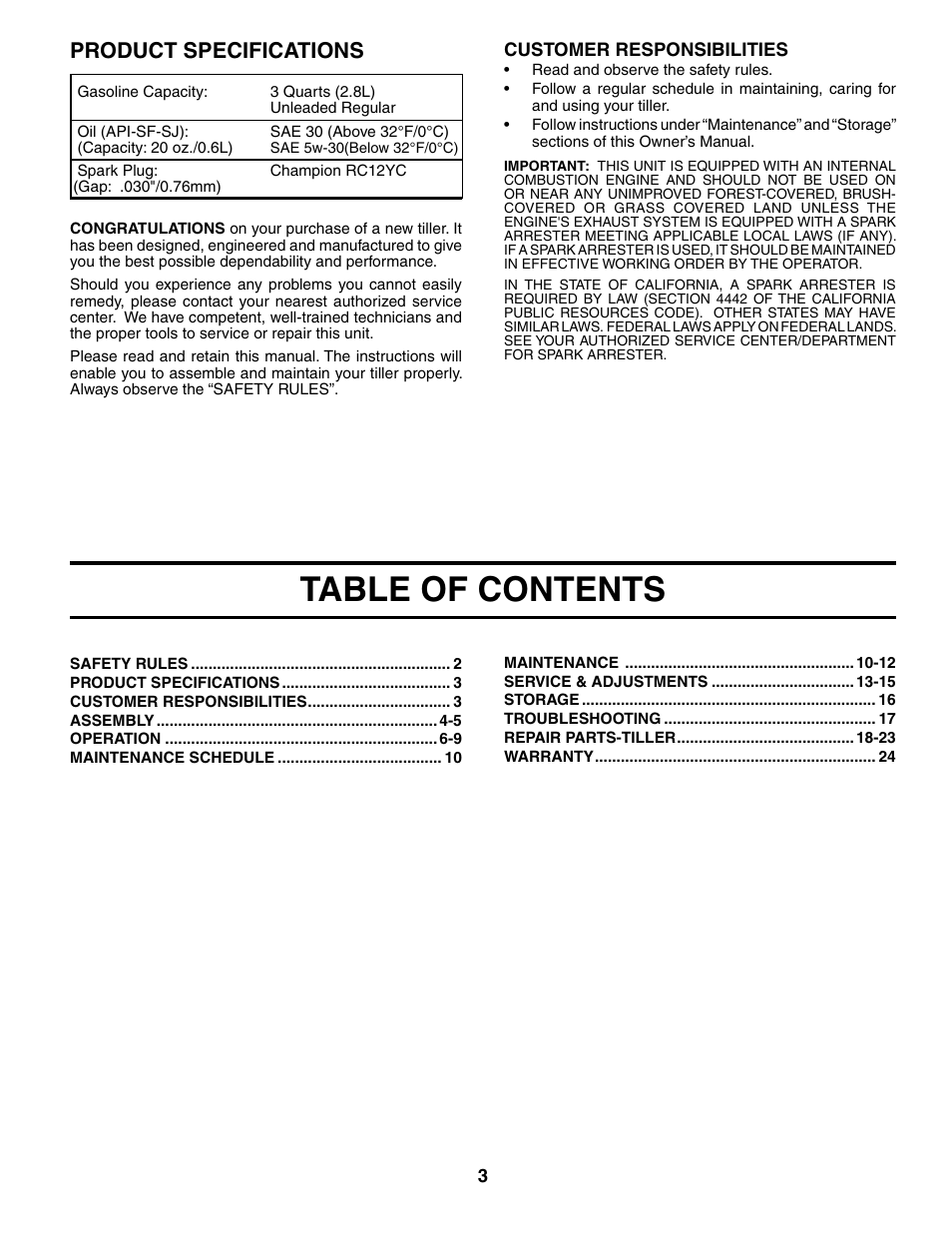 Poulan 184860 User Manual | Page 3 / 24