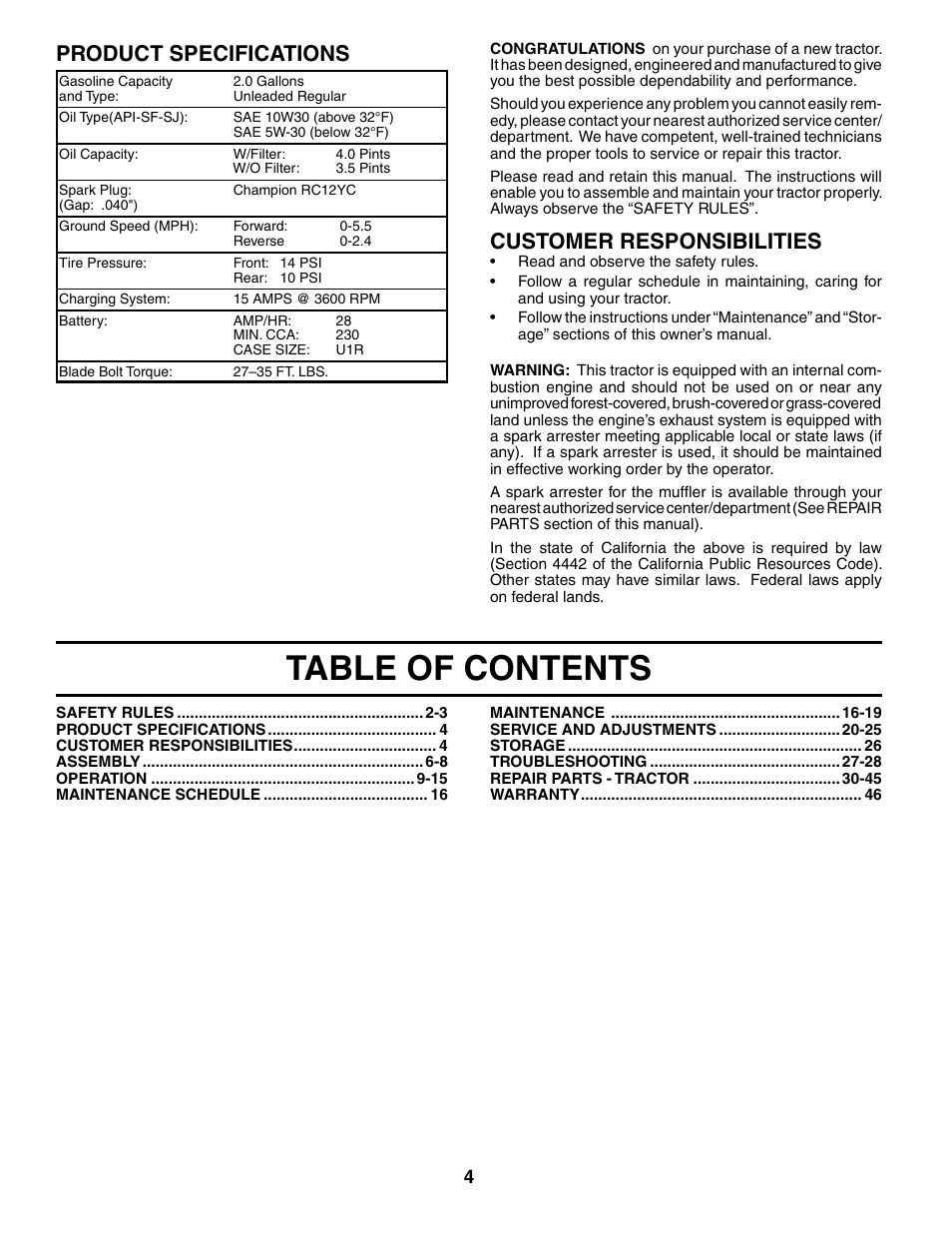 Poulan 187080 User Manual | Page 4 / 48
