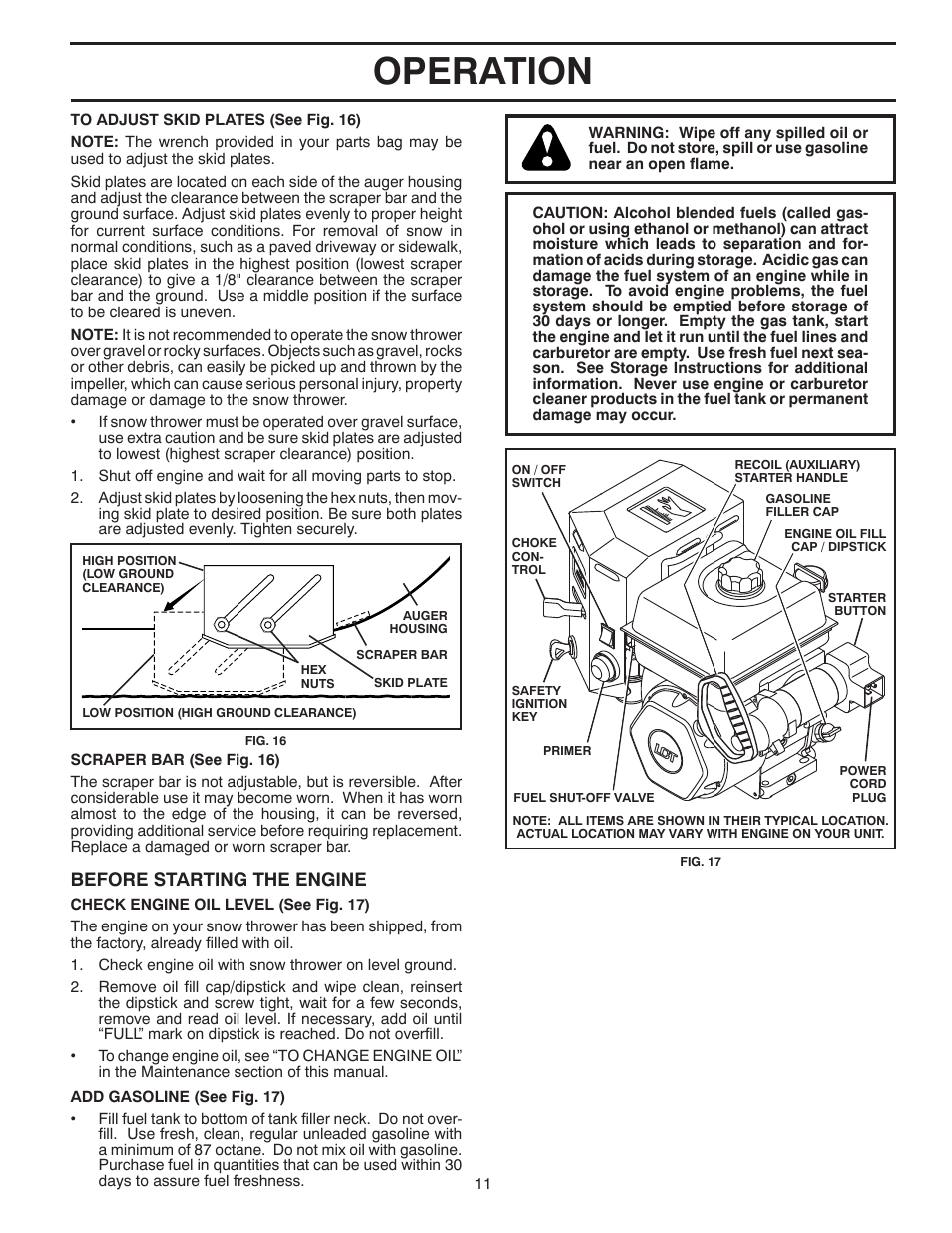 Operation, Before starting the engine | Poulan 424704 User Manual | Page 11 / 40