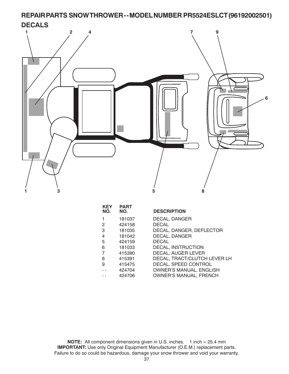 Poulan 424704 User Manual | Page 37 / 40