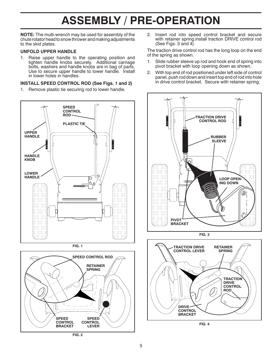 Assembly / pre-operation | Poulan 424704 User Manual | Page 5 / 40