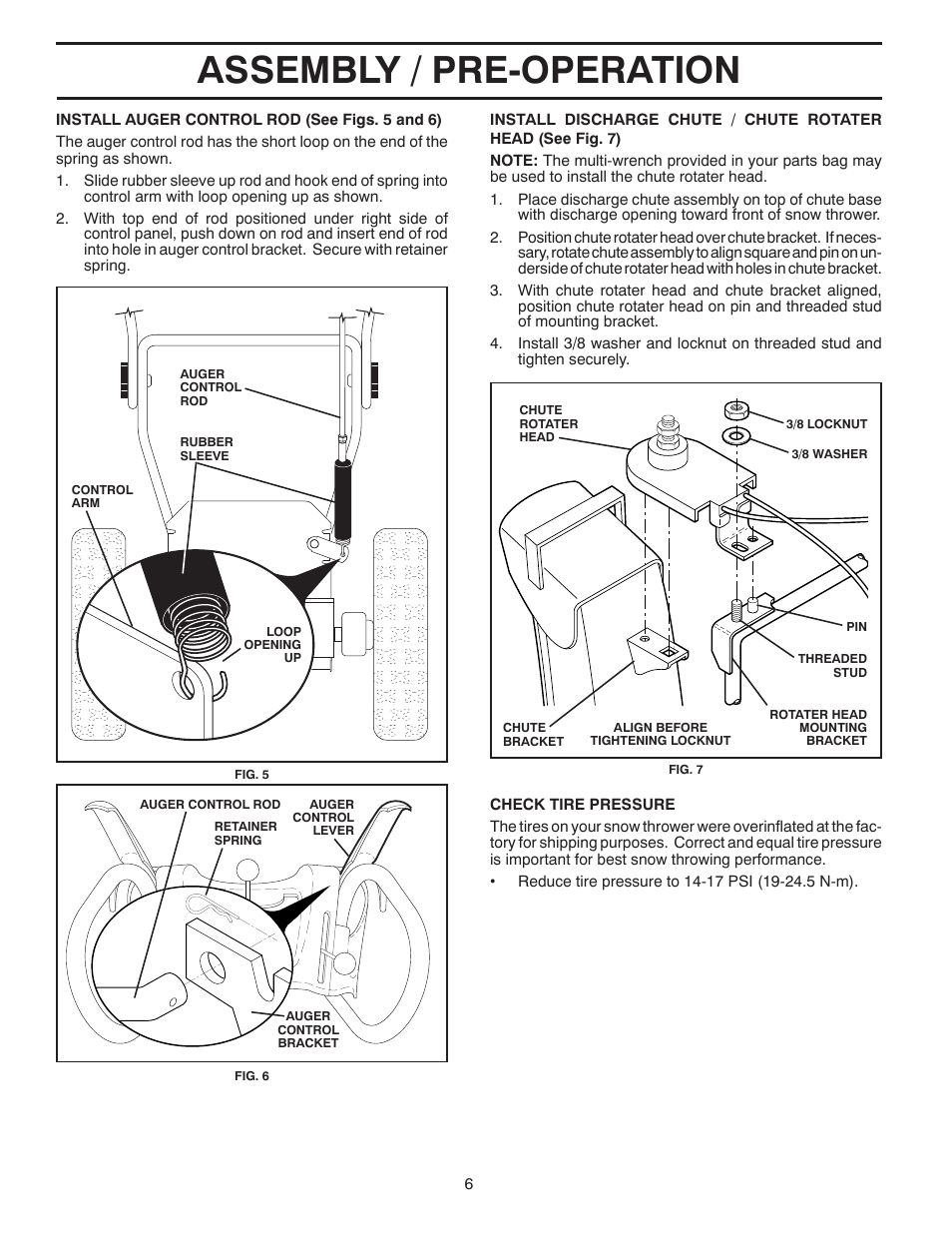 Assembly / pre-operation | Poulan 424704 User Manual | Page 6 / 40