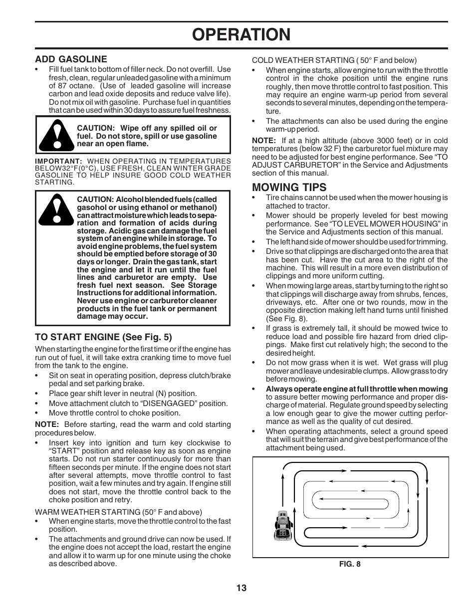 Operation, Mowing tips | Poulan 183188 User Manual | Page 13 / 48