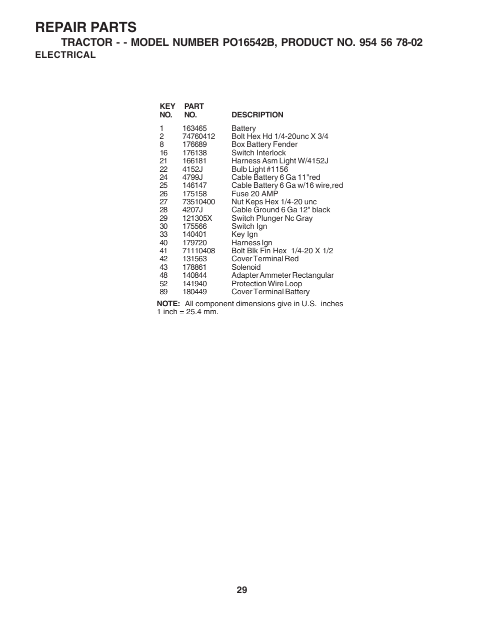 Repair parts | Poulan 183188 User Manual | Page 29 / 48