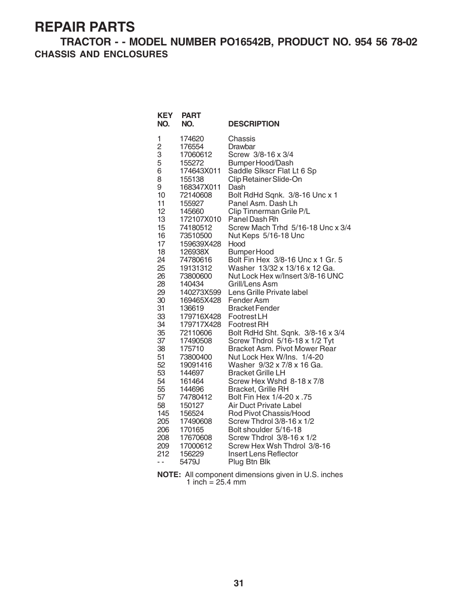 Repair parts | Poulan 183188 User Manual | Page 31 / 48