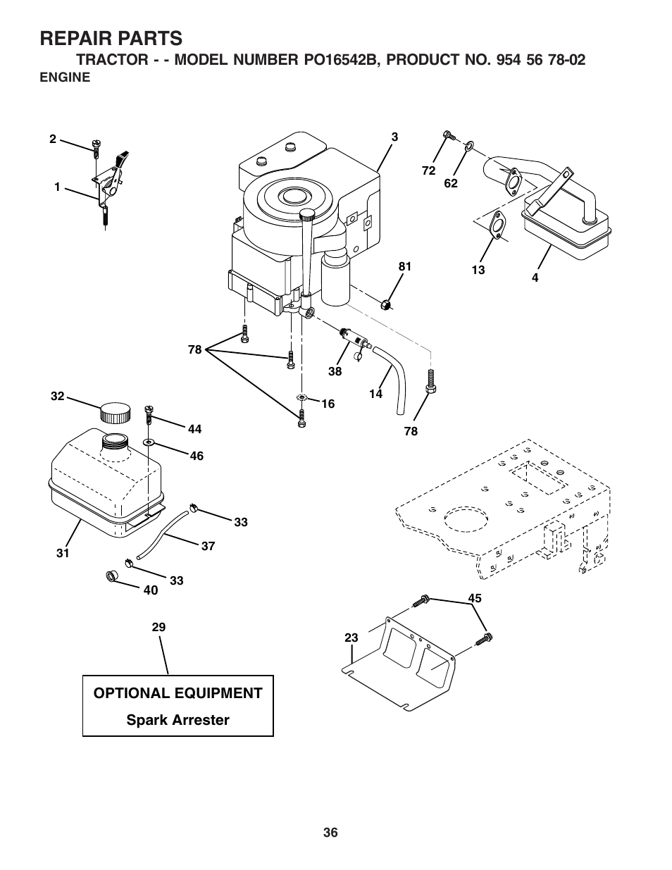 Repair parts | Poulan 183188 User Manual | Page 36 / 48