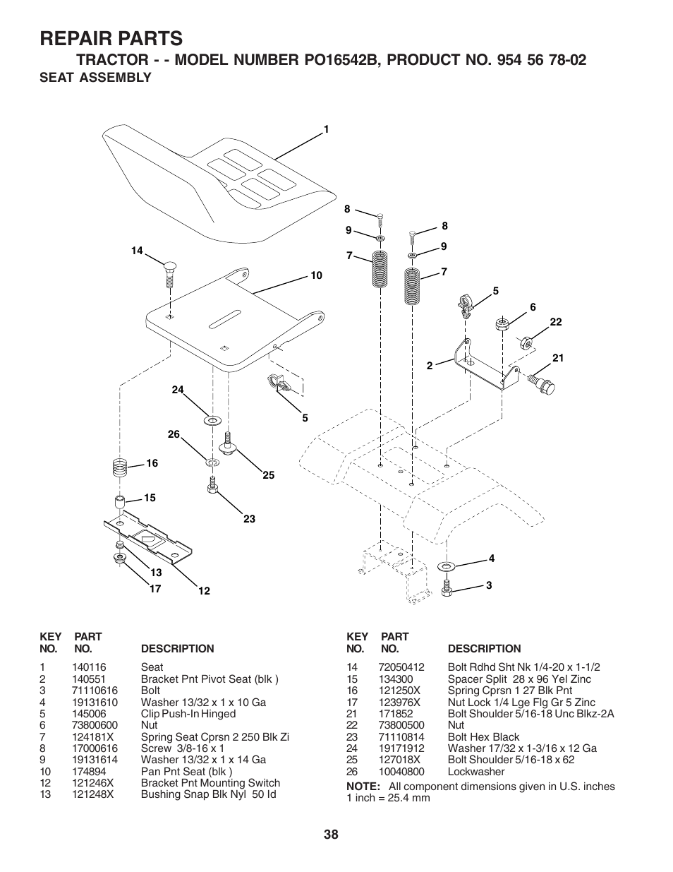 Repair parts | Poulan 183188 User Manual | Page 38 / 48