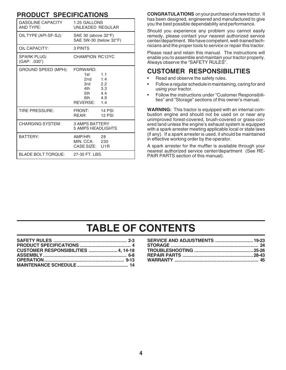 Poulan 183188 User Manual | Page 4 / 48