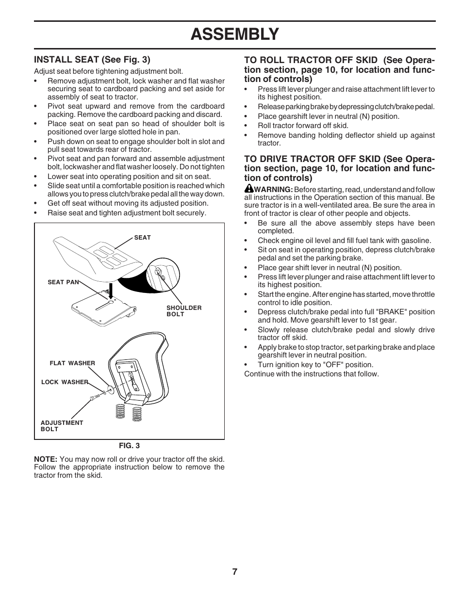 Assembly | Poulan 183188 User Manual | Page 7 / 48