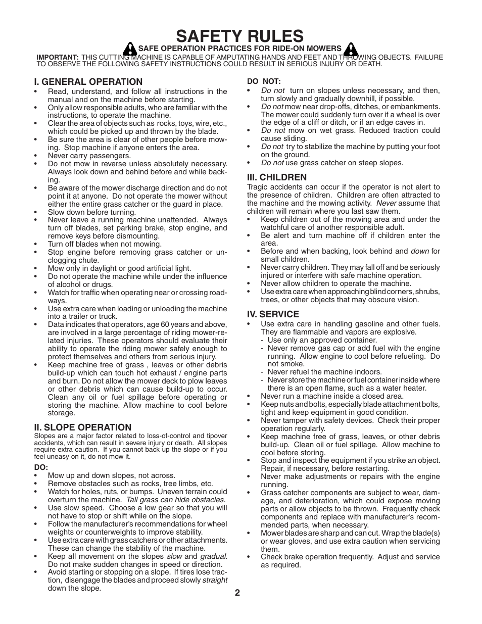 Safety rules | Poulan 183981 User Manual | Page 2 / 48