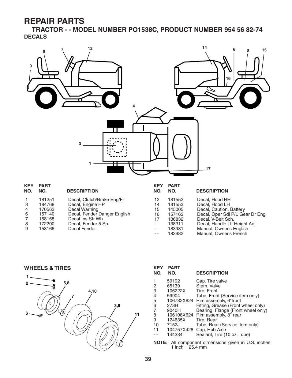 Repair parts | Poulan 183981 User Manual | Page 39 / 48