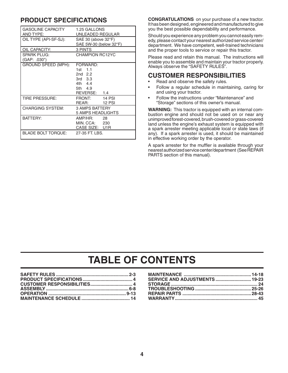 Poulan 183981 User Manual | Page 4 / 48