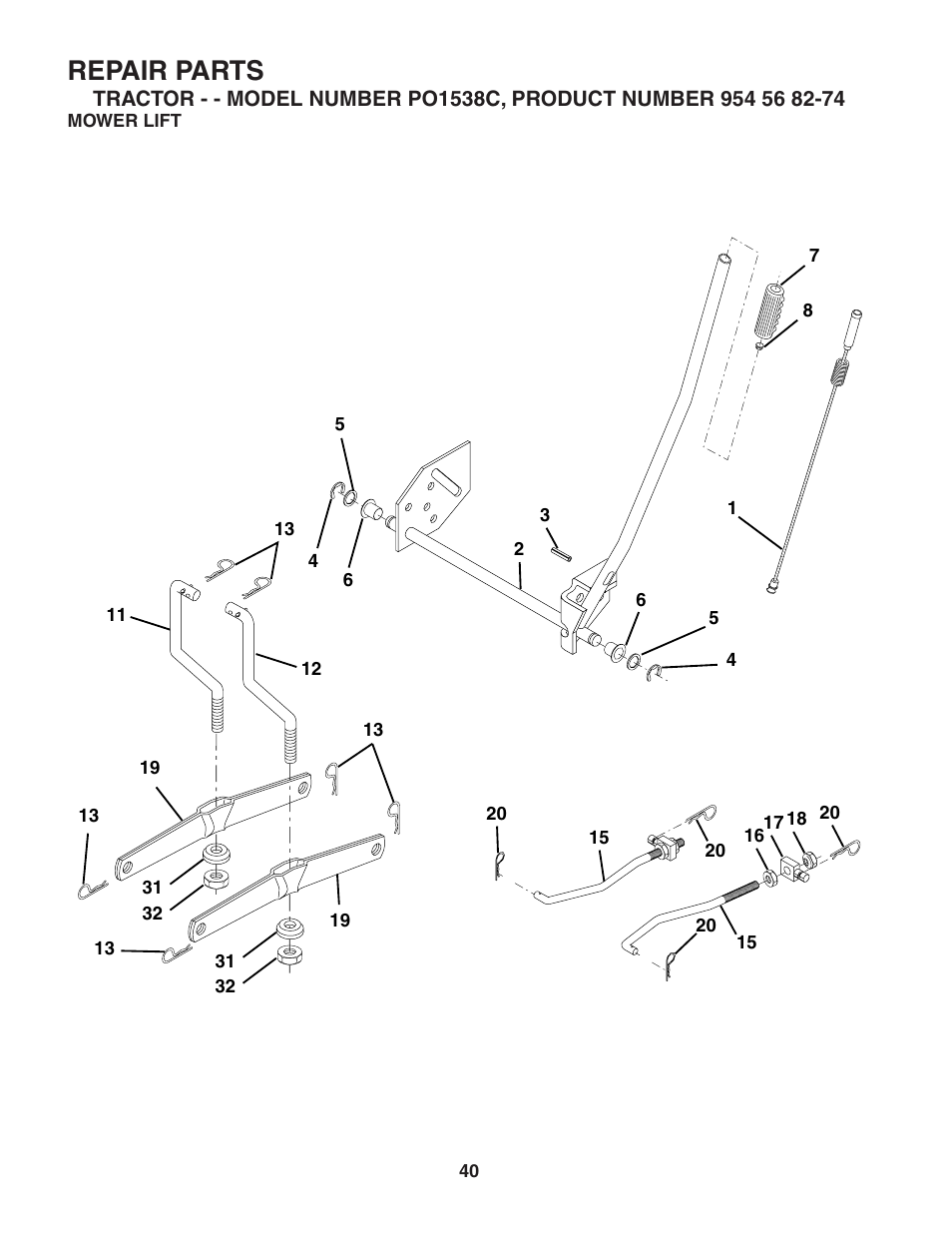 Repair parts | Poulan 183981 User Manual | Page 40 / 48