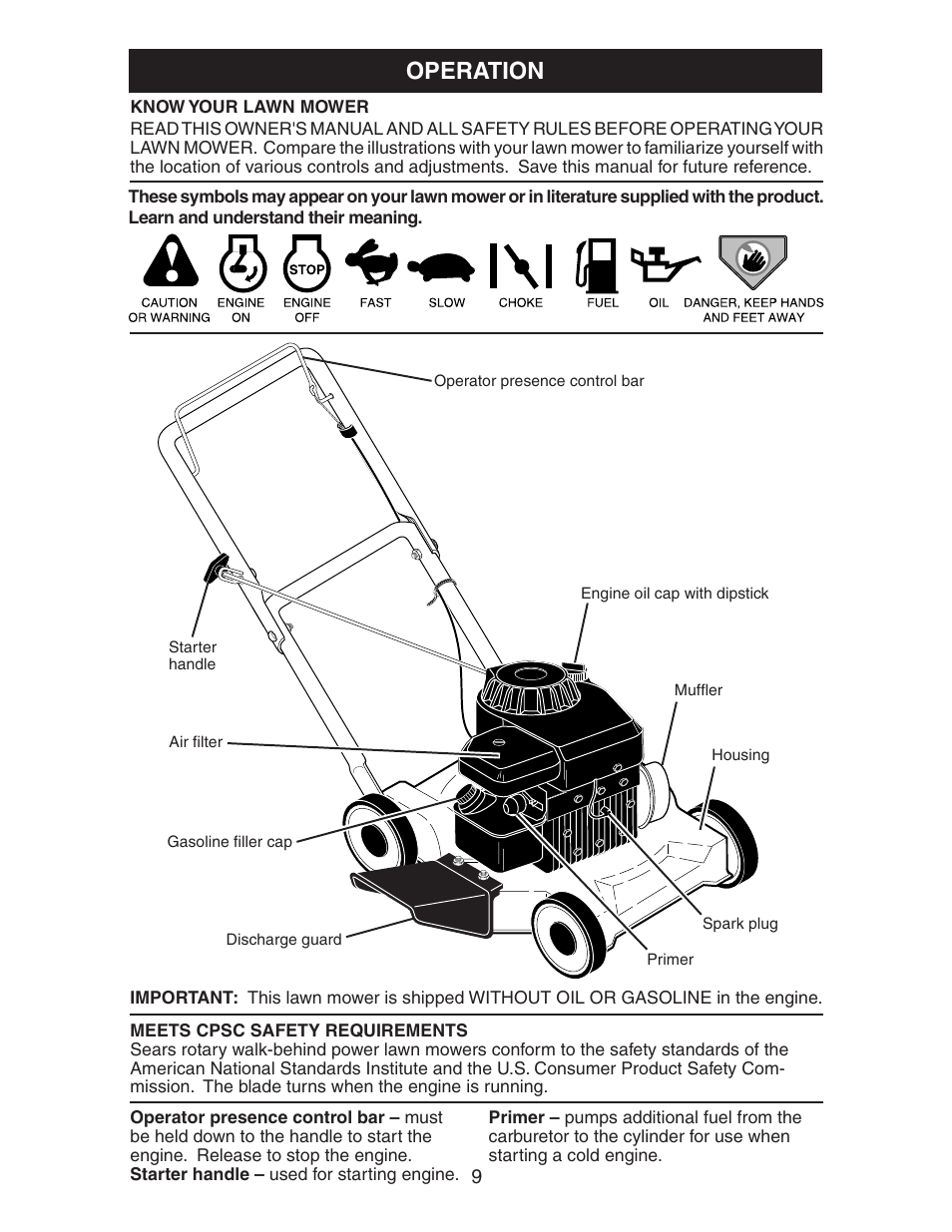 Operation | Poulan 20112X92E0 User Manual | Page 9 / 18