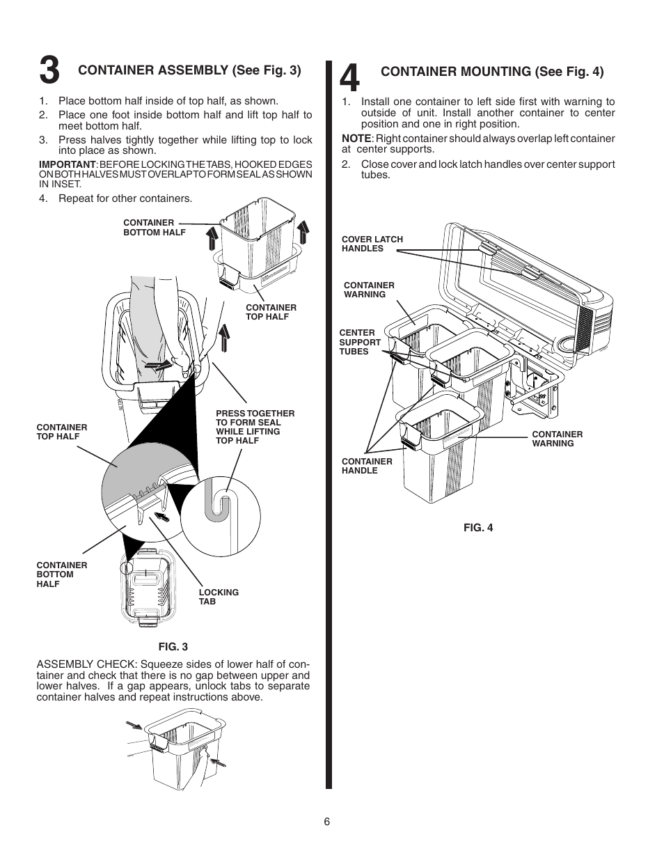 Container assembly (see fig. 3), Container mounting (see fig. 4) | Poulan 964 77 62-00 User Manual | Page 6 / 11