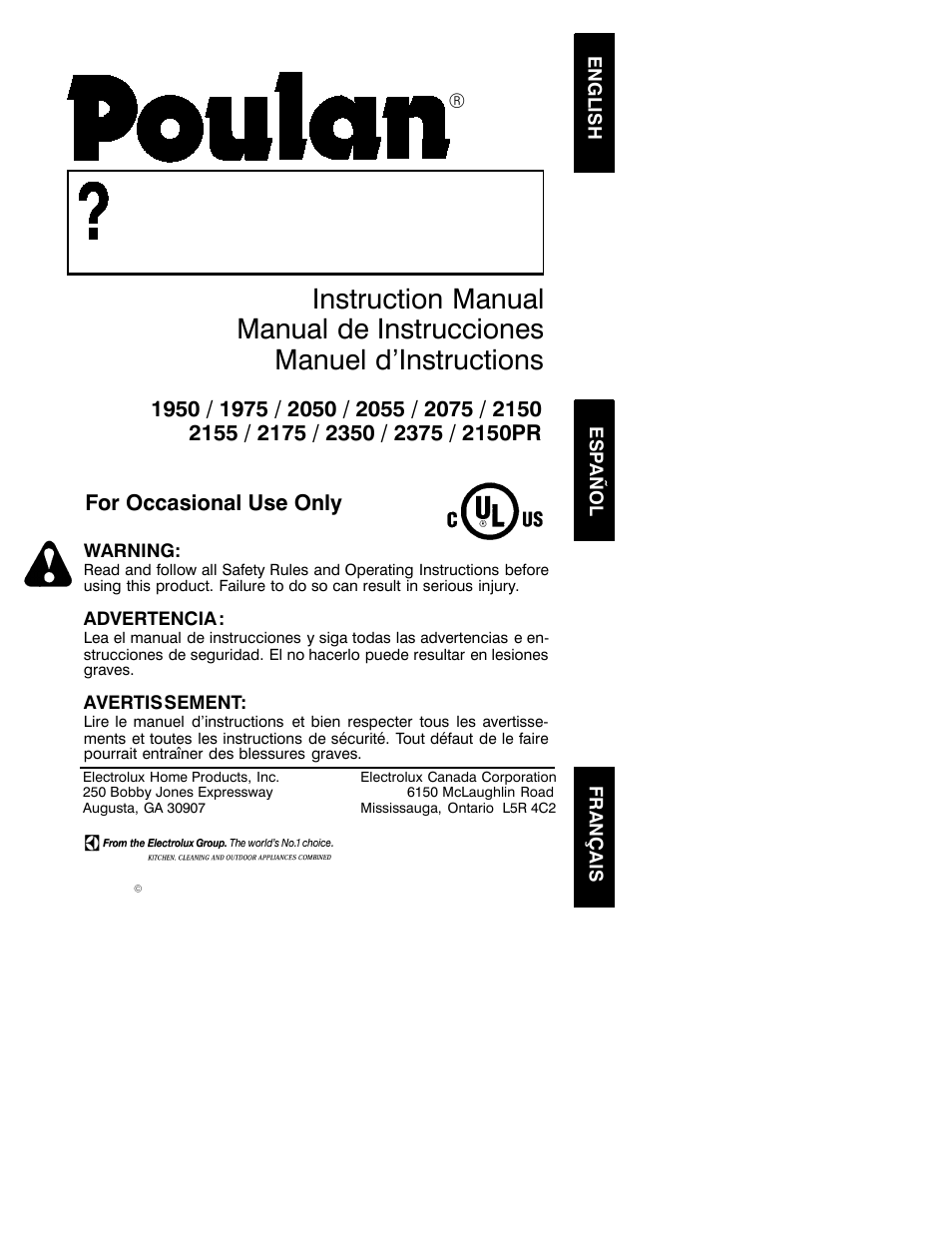 Poulan 530163243 User Manual | 17 pages