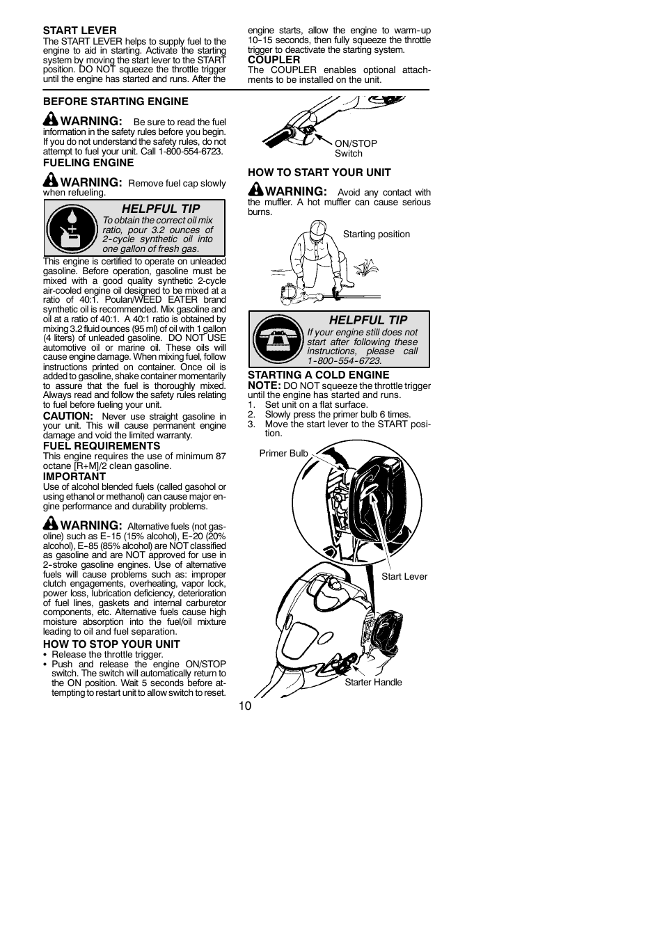 Warning, Helpful tip | Poulan Pro PP025 User Manual | Page 10 / 18