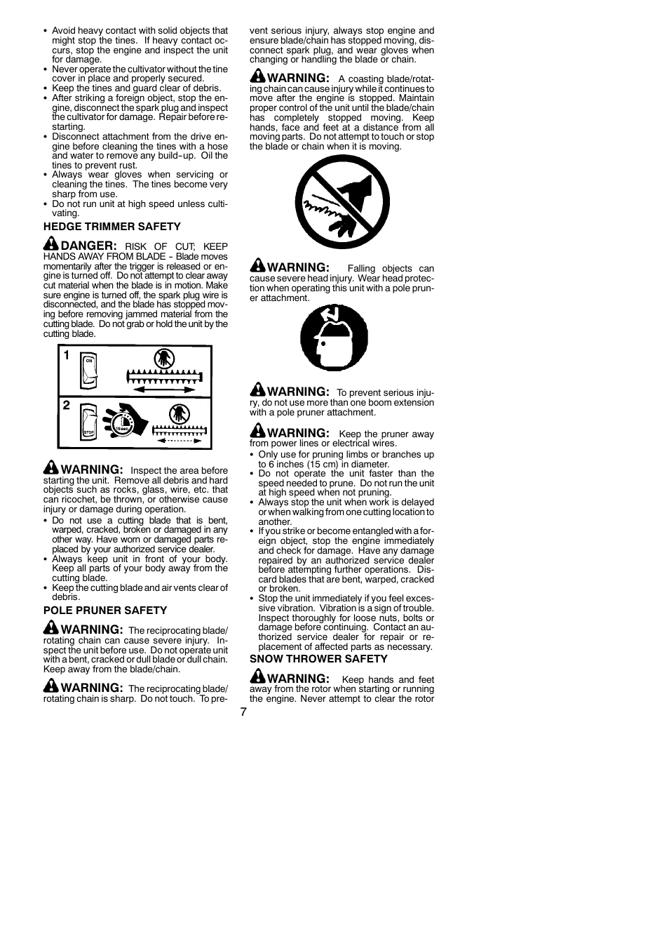 Danger, Warning | Poulan Pro PP025 User Manual | Page 7 / 18