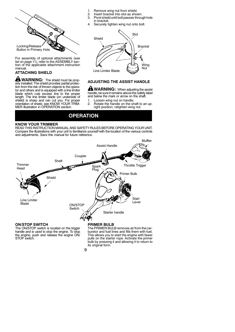 Operation, Warning | Poulan Pro PP025 User Manual | Page 9 / 18