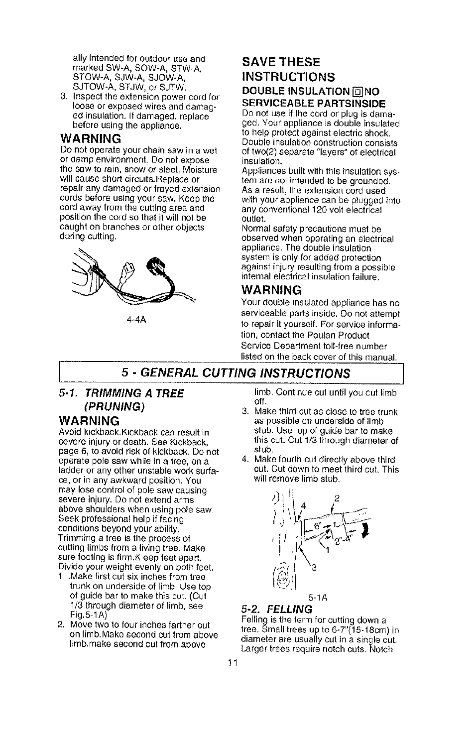 Warning, Save these instructions | Poulan PLN1510 User Manual | Page 11 / 16