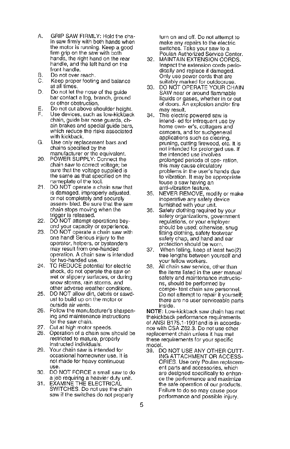 Poulan PLN1510 User Manual | Page 5 / 16