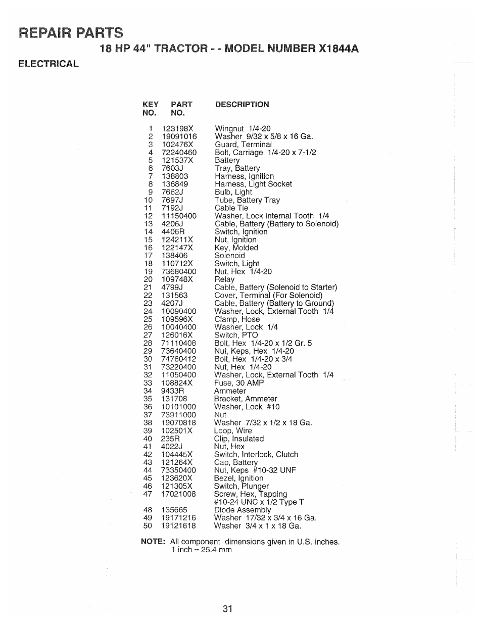 Repair parts | Poulan 139700 User Manual | Page 31 / 48