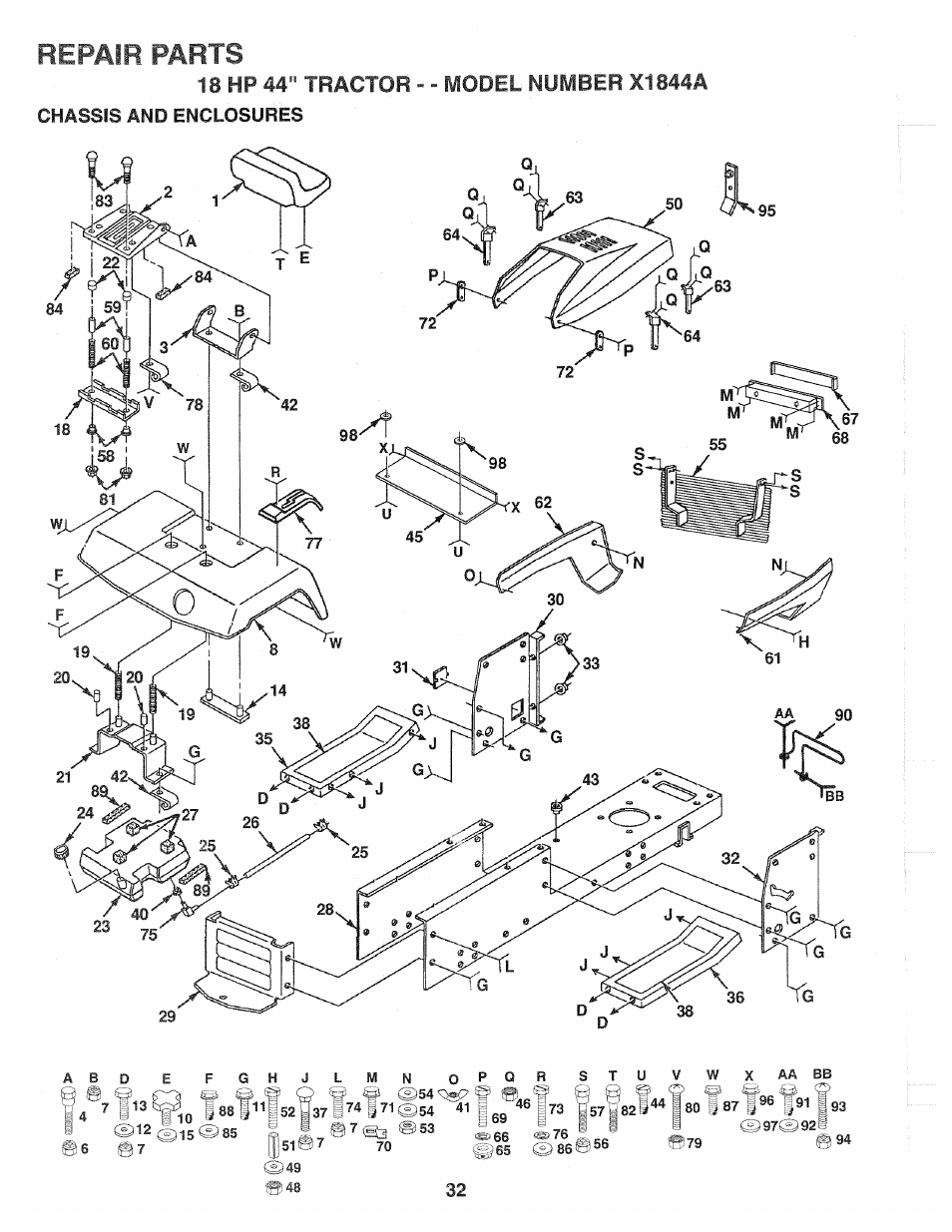 Repair parts | Poulan 139700 User Manual | Page 32 / 48
