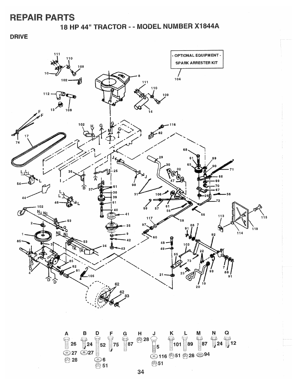 Repair parts | Poulan 139700 User Manual | Page 34 / 48